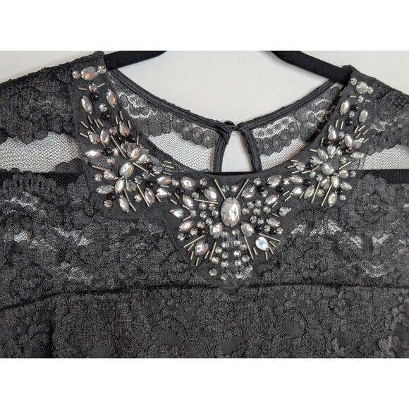 Women's Scarlett Black Lace Dress Sleeveless Stone Embellishments Size 16 - Picture 3 of 12